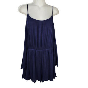 One Clothing Womens Romper Size Large Cold Shoulder Blue Spaghetti Strap Lined